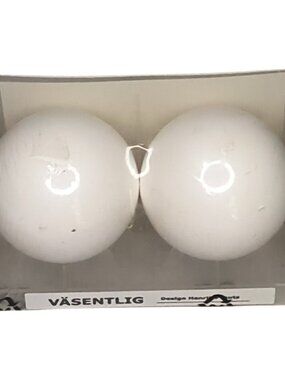 IKEA Vasentlig, Globe Set of 2 End Caps, White, Curtain Rod Ball, Round, Finial